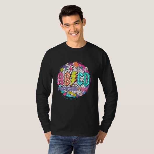 ABCD Vierde Grade Rock Teacher Student Happy Back T-shirt (Voorkant volledig)