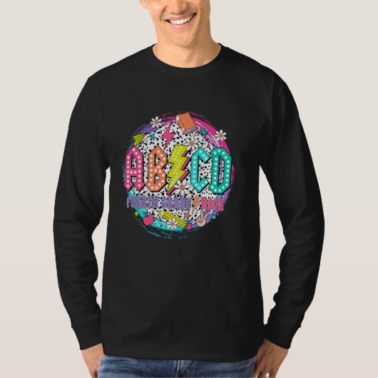 ABCD Vierde Grade Rock Teacher Student Happy Back T-shirt (Voorkant)