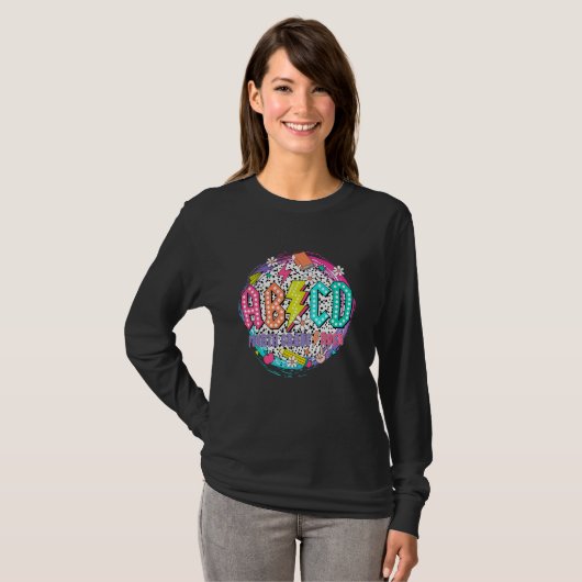 ABCD Vierde Grade Rock Teacher Student Happy Back T-shirt (Voorkant volledig)