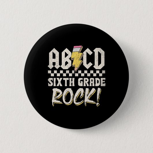 Abcd zesde klas rock terug naar school eerste dag ronde button 5,7 cm (Voorkant)