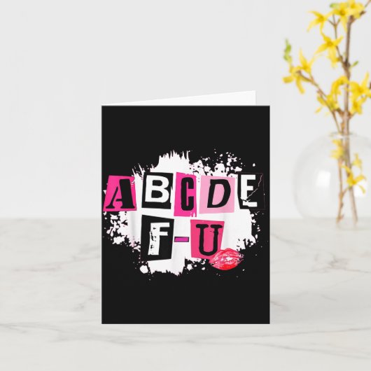 Abcdefu Retro Funny Heart Valentine's Day  Kaart (Gele Bloem)