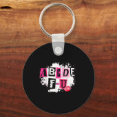 Abcdefu Retro Funny Heart Valentine's Day Sleutelhanger (Voorkant)