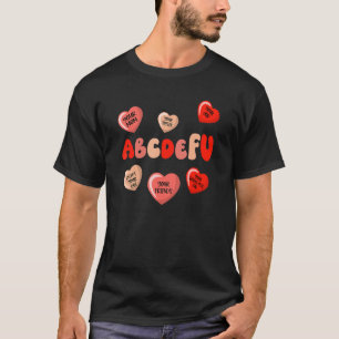 ABCDEFU Valentijnse Retro Funny Harten Valentijn C T-shirt