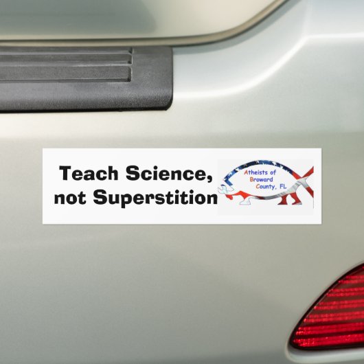 abcfish, Teach Science, geen superstitie Bumpersticker (Op auto)