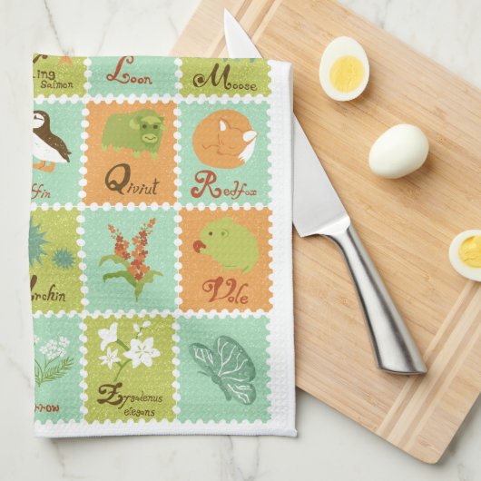 ABC's... Alaskan Wildlife Theedoek (Quarter Fold)