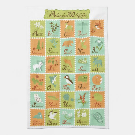 ABC's... Alaskan Wildlife Theedoek (Verticaal)