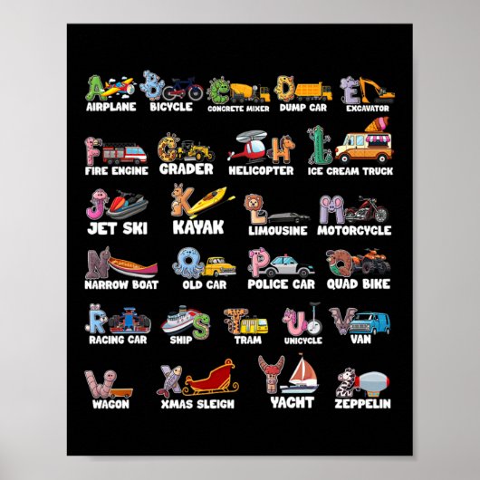 Abc's Alfabet Leer Vervoer Dier Ck Naar Poster (Voorkant)