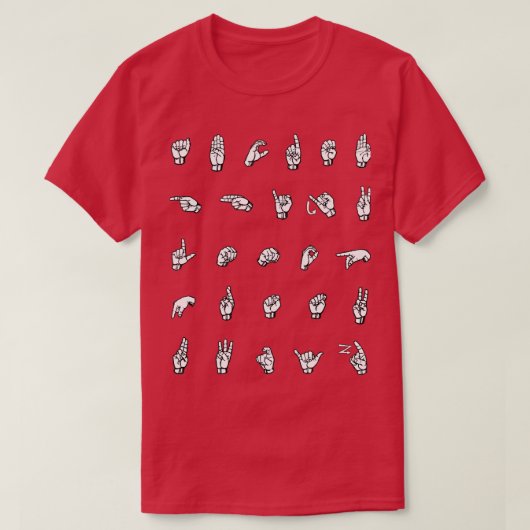 ABC's Individuele ASL Alphabet Letters T-shirt (Design voorkant)