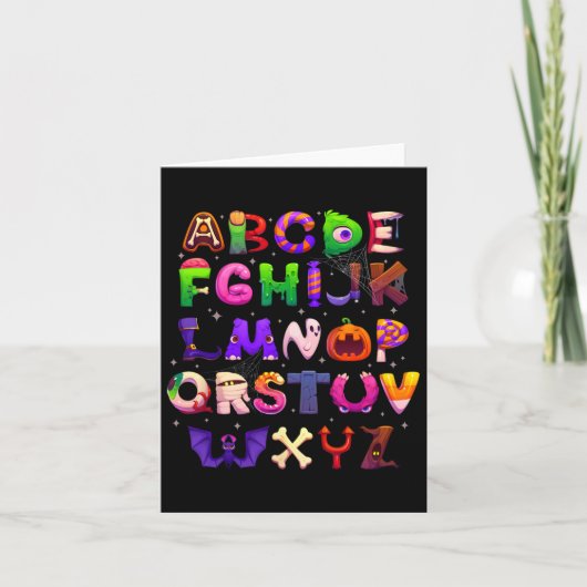 Abcs Learning Kindergarten Teacher Funny Halloween Kaart (Voorkant)