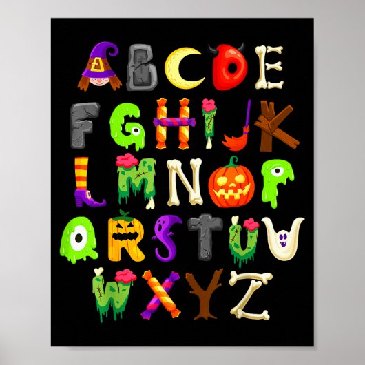 Abcs Learning Kindergarten Teacher Funny Halloween Poster (Voorkant)
