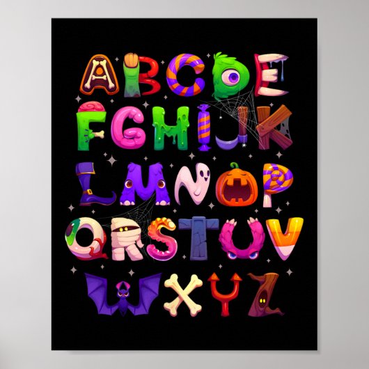 Abcs Learning Kindergarten Teacher Funny Halloween Poster (Voorkant)