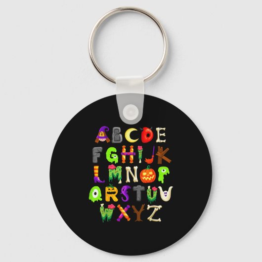 Abcs Learning Kindergarten Teacher Funny Halloween Sleutelhanger (Voorkant)