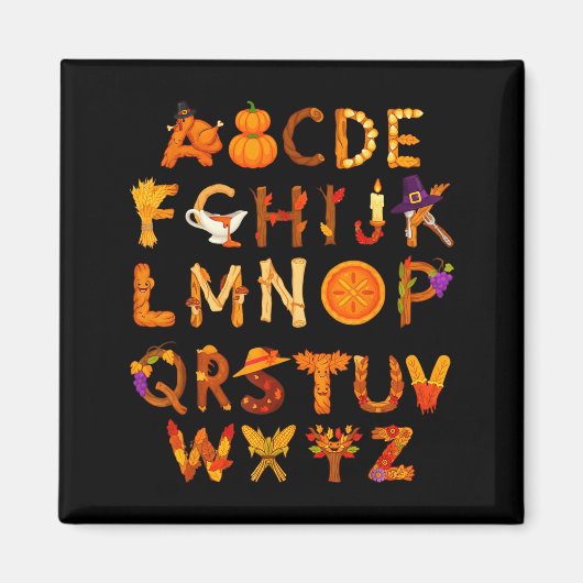 Abcs Learning Kindergarten Teacher Thanksgiving Al Magneet (Voorkant)