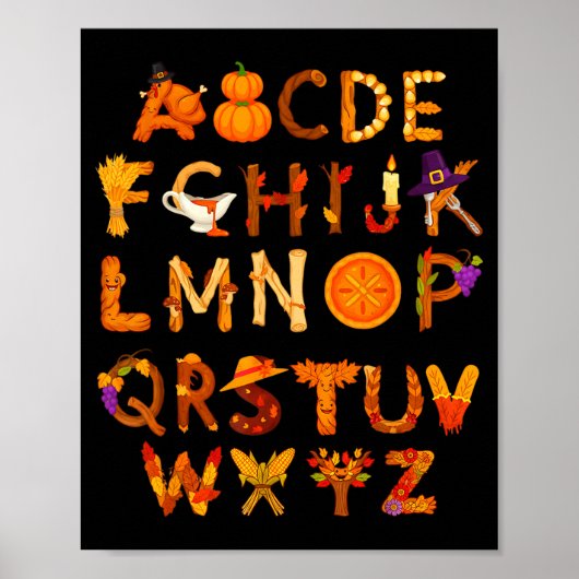 Abcs Learning Kindergarten Teacher Thanksgiving Al Poster (Voorkant)