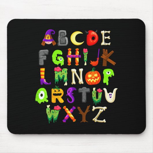 ABC's Leer Kleuterleidster Grappige Halloween Muismat (Voorkant)