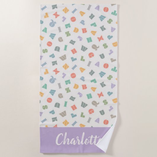 ABC's - Persoonlijke naam strandhanddoek met alfab Strandlaken (Voorkant)