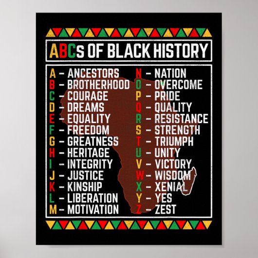 Abcs Van De Maand Van De Zwarte Geschiedenis Alfab Poster (Voorkant)