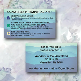 ABC's van de Verlossing Evangelie Tractaat KJV Sch Visitekaartje