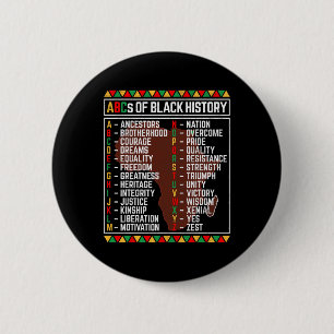 Abc's van de zwarte geschiedenis maand alfabet ler ronde button 5,7 cm