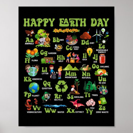 ABC's van Earth Day Teacher Save Our Planet Natuur Poster (Voorkant)