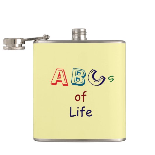 ABC's van het leven vinyl omwikkelde fles Heupfles (Geopend)
