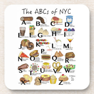ABC's van NYC Iconic New York City Foods Alphabet Bier Onderzetter