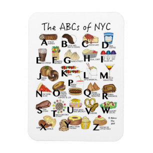 ABC's van NYC Iconic New York City Foods Alphabet Magneet