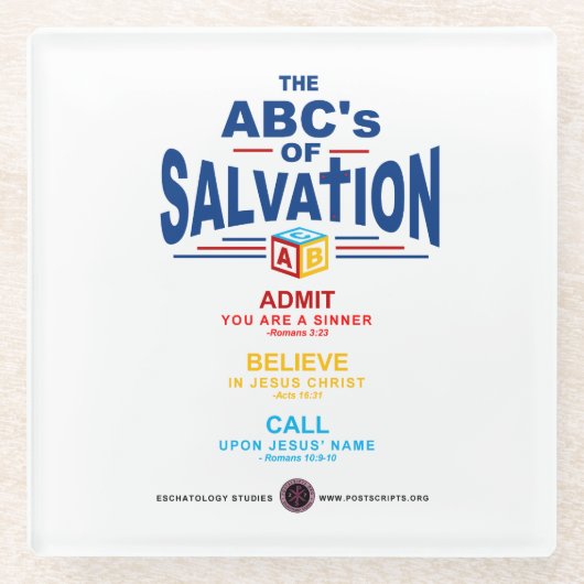 ABC's van redding Glazen Onderzetter (Voorkant)