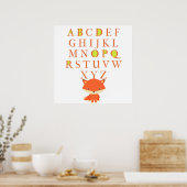 ABC's voor kinderen met Cute Fox Poster (Keuken)