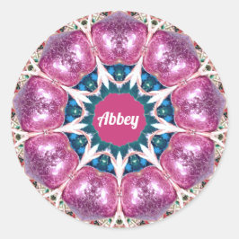 ABDIJ ~ Helder Abstract Patroon ~ Gepersonaliseerd Ronde Sticker