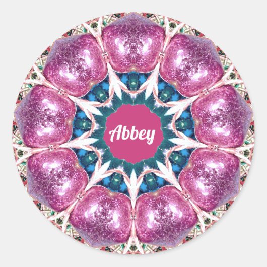 ABDIJ ~ Helder Abstract Patroon ~ Gepersonaliseerd Ronde Sticker (Voorkant)