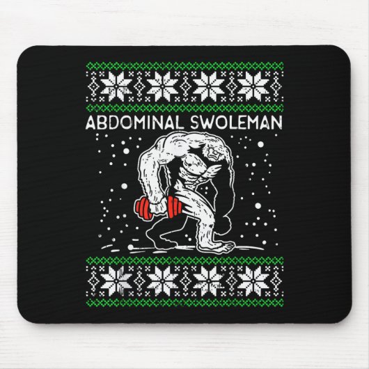 Abdominal Swoleman Yeti Fun Christmas Gym Weightli Muismat (Voorkant)