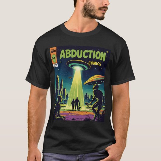 Abduction Comics: een retro sciencefictionavontuur T-shirt (Voorkant)