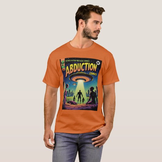 Abduction Comics: een retro sciencefictionavontuur T-shirt (Voorkant volledig)
