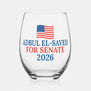 Abdul El-Sayed voor Senaat 2026 Verkiezing Wijnglas Zonder Voet