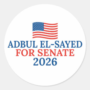 Abdul El-Sayed voor Senaat Michigan 2026 Verkiezin Ronde Sticker