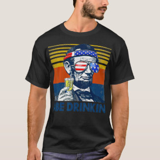 Abe Drinkin 4 juli Mannen Vrouwen Vlag Patriot Ver T-shirt