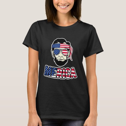 Abe Lincoln 4 juli Merica Abraham Lincoln Ame T-shirt (Voorkant)