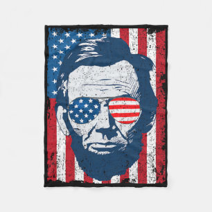 Abe Lincoln Baard Zonnebril En Amerikaanse Vlag 4e Fleece Deken