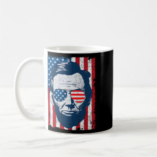 Abe Lincoln Baard Zonnebril En Amerikaanse Vlag 4e Koffiemok