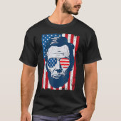 Abe Lincoln Beard Sunbril & American Flag 4th O T-shirt (Voorkant)
