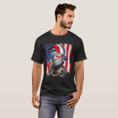 Abe Lincoln Beard Zonnebrillen Amerikaanse vlag 4e T-shirt (Voorkant volledig)