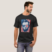 Abe Lincoln Beard Zonnebrillen Amerikaanse vlag 4e T-shirt (Voorkant volledig)