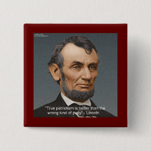 Abe Lincoln & beroemde patriottische citaten Vierkante Button 5,1 Cm