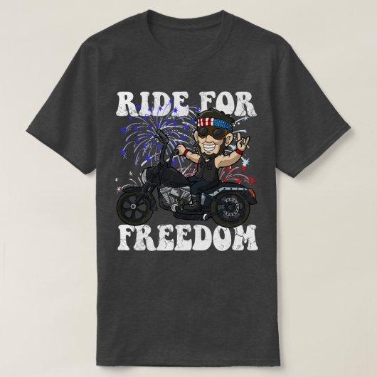 Abe Lincoln Biker Ride For Freedom USA Pat T-shirt (Design voorkant)