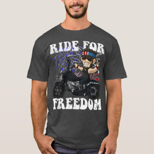 Abe Lincoln Biker Ride For Freedom USA Pat T-shirt