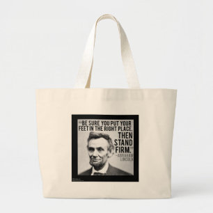 Abe Lincoln & "Blijf Standvastig" citaat Grote Tote Bag