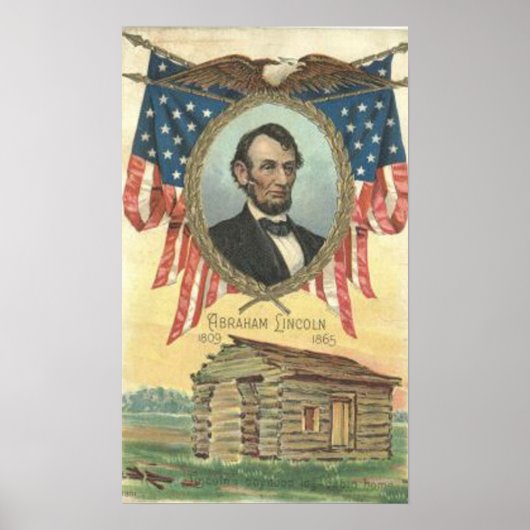 Abe Lincoln Cabin Vintage Poster (Voorkant)