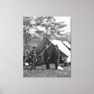 Abe Lincoln en A. Pinkerton batlefield Antietam Canvas Afdruk