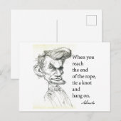 Abe Lincoln en het beroemde citaat "Stropdas A Kno Briefkaart (Voorkant / Achterkant)
